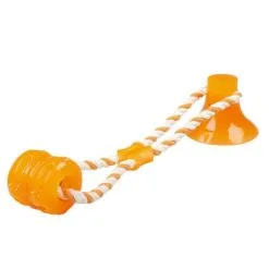 Duvo Plus Jouet Avec Corde Et Ventouse Orange Pour Chien